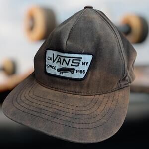 Vans Skateboarding Patch Sunbleach Black Snapback hat y2k grunge skater punk